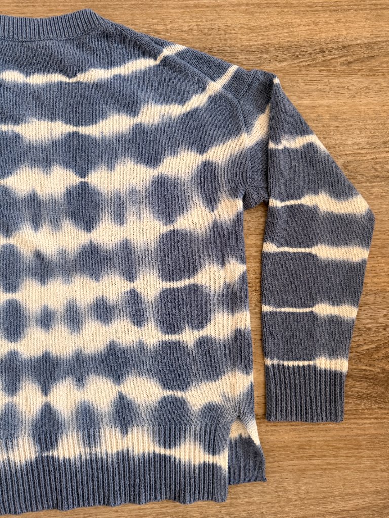 White + Warren Tie Dye Sweater Blue White Jersey Side Slits Size S — image 3 of 3
